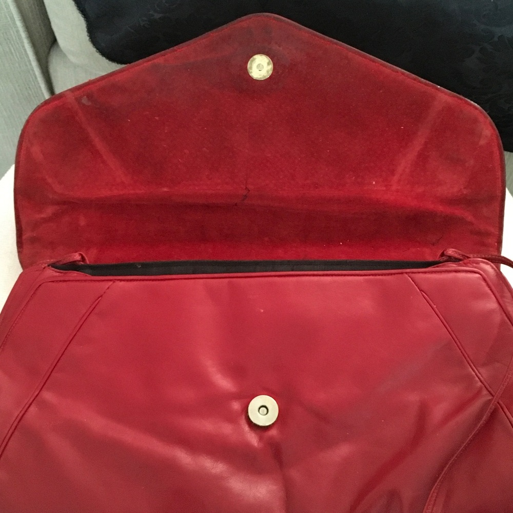 Sharif Red Patchwork Leather Shoulder Bag - Picture 3 of 7